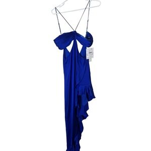 Delfi Collective Dress Womens XS Blue Cutout Sweetheart Maxi Gown Ruffle Formal